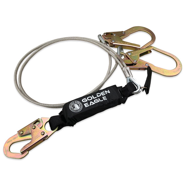 Amortiguador con línea de vida doble de cable de acero de 1.83 mts gancho grande mod. SAXDG-18 marca GOLDEN EAGLE