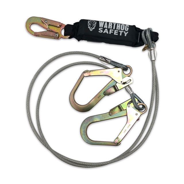 Línea de vida c/ amortiguador , cable de acero doble ganchos grandes mod.  WS50-XDG mca. WARTHOG SAFETY 