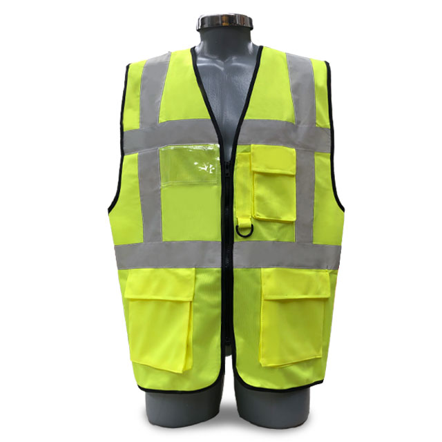 Chaleco de poliéster con reflejante textil en "H" mod. SR1013 mca. MRS