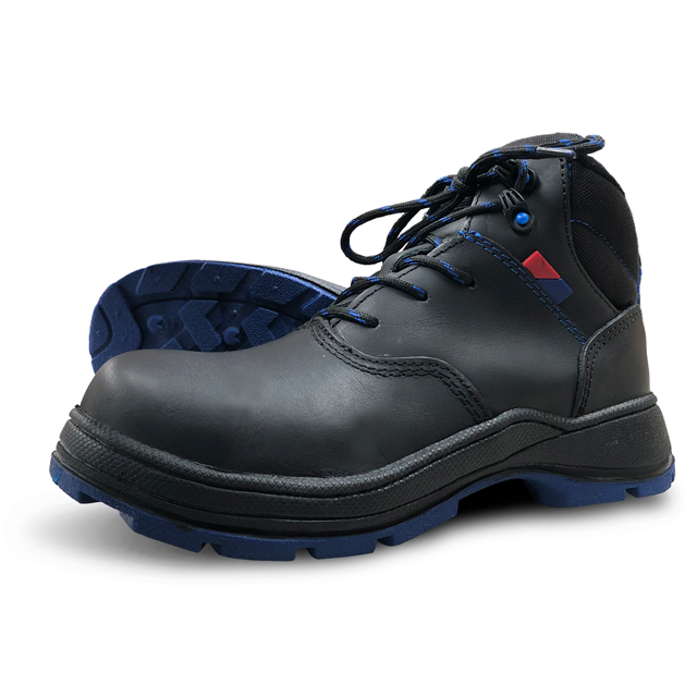 Zapato de seguridad de seguridad de piel negra casco de poliamida suela hule azul  modelo 1102 *últimos pares* 