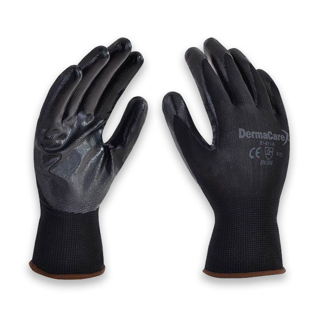 Guante de nylon recubierto de nitrilo sólido mod. 51-811 mca. DERMACARE *sobre pedido* 