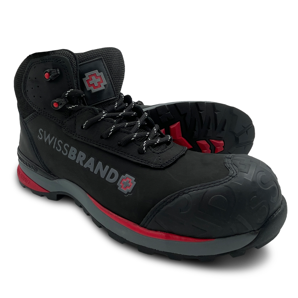Zapato de seguridad con casquillo Nobuck Black dieléctrico Vaud modelo  marca Swiss Brand *sobre pedido*