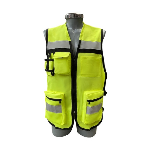 [CH02-P-AN] Chaleco brigadista sin bolsa trasera Poliester-Algodón Mod. CH02-P Unitalla  (Amarillo Neón)