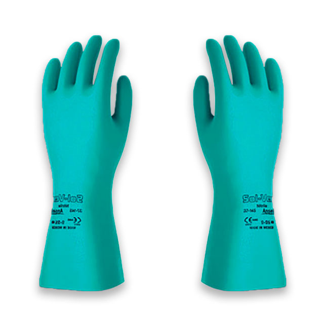 guante verde de nitrilo modelo 37-175 solvex marca ANSELL 