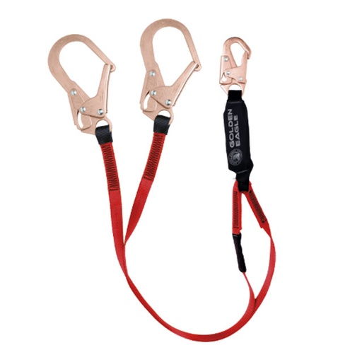 [SAW-DG] Amortiguador con doble línea de vida plana de 1.83 mts gancho grande modelo SAWDG-18 marca Golden Eagle