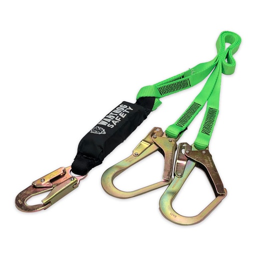 [WS-50WDG] Línea de vida c/ amortiguador de banda plana doble ganchos grandes  mod. WS-50WDG-18 mca. WARTHOG SAFETY