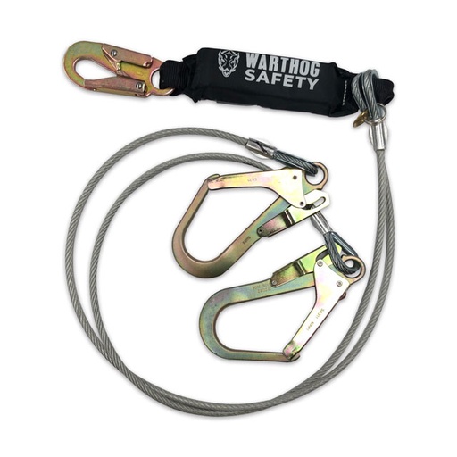 [WS-50XDG] Línea de vida c/ amortiguador , cable de acero doble ganchos grandes mod.  WS50-XDG mca. WARTHOG SAFETY 