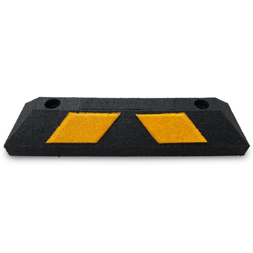 [TP56] tope de estacionamiento hule reciclado negro cinta amarilla 56 cm x 10 cm x 15 cm  *sobre pedido