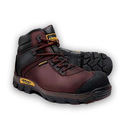 [107-2] Zapato de seguridad de piel negra/cafe casquillo de policarbonato dielectrico modelo 107 Talla 22 marca Armada *últimos Pares*