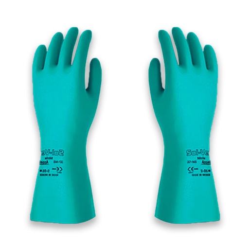 guante verde de nitrilo modelo 37-175 solvex marca ANSELL 