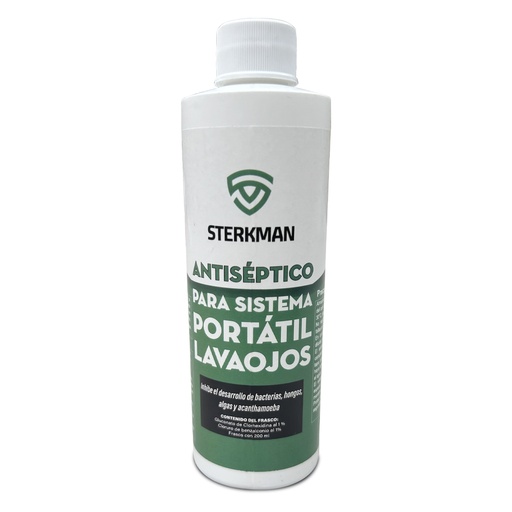 [SSK200] Antiséptico de 200 ml p/ conservar  agua de lava ojos portátil mod. SSK200 mca.  Sterkman 
